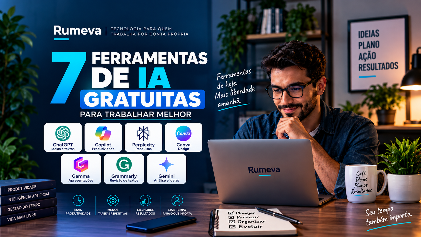 Profissional conhecendo sete ferramentas de inteligência artificial gratuitas para usar no trabalho