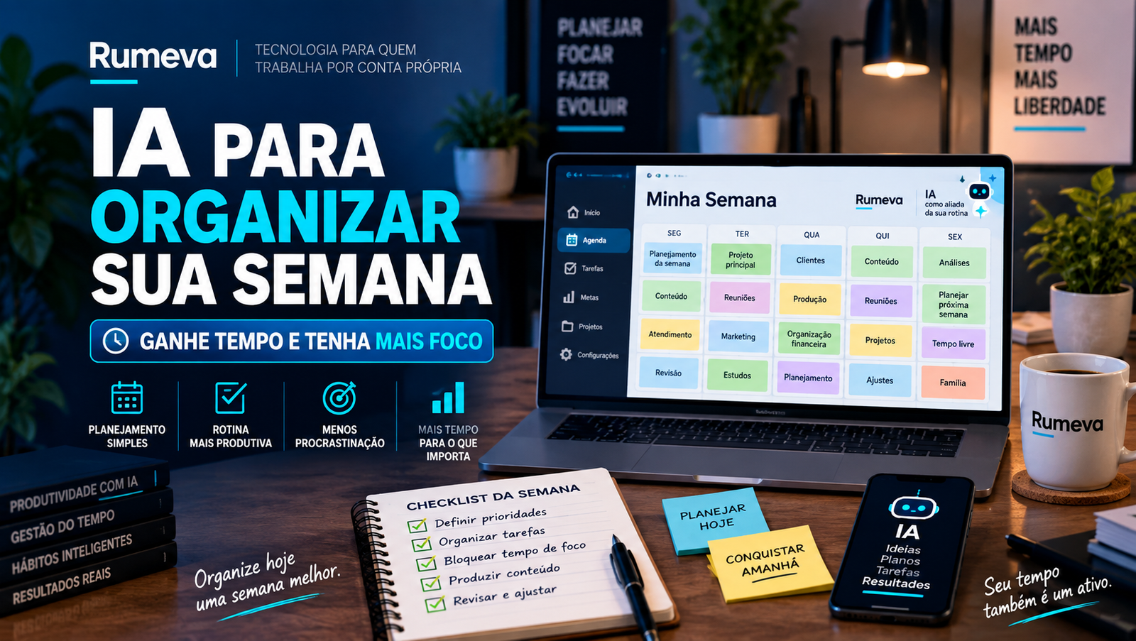 Planejamento semanal organizado com inteligência artificial para distribuir tarefas e melhorar a produtividade