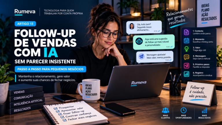 Profissional usando inteligência artificial para fazer follow-up de vendas e acompanhar clientes